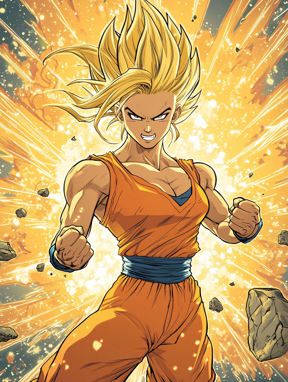 Fierce Super Saiyan Transformation Of Goku With Majestic Golden Hair