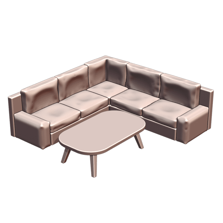 24th Scale Model Living Room Set with Leather Sofa and Coffee Table MineeForm FDM 3D Print STL File