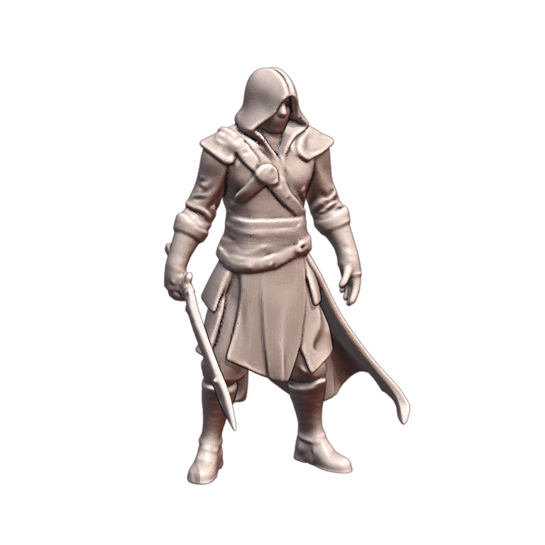 28mm DND Assassin with Cloak and Blade Miniature MineeForm FDM 3D Print STL File