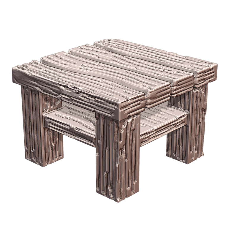 28mm DND Square Wooden Tavern Table Fantasy Terrain Miniature for Tabletop Gaming MineeForm FDM 3D Print STL File MineeForm FDM 3D Print STL File