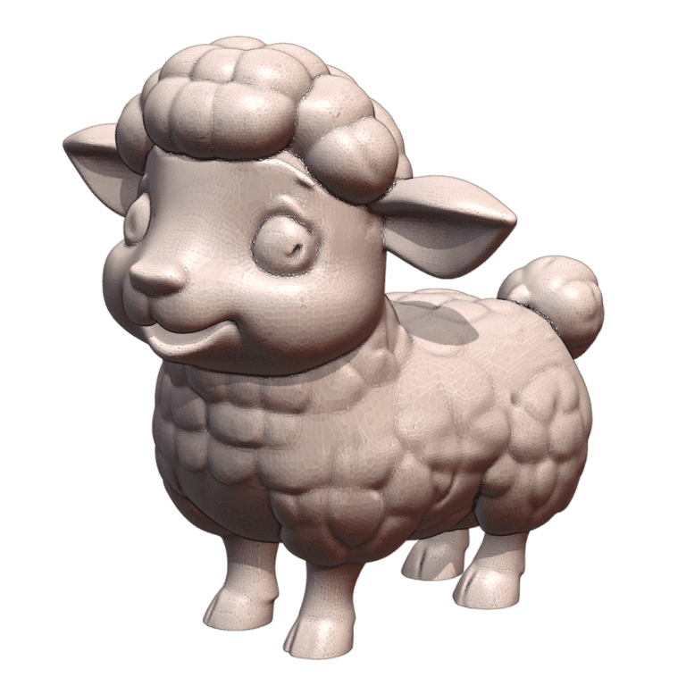 Adorable Lamb Sculpture with Big Eyes and Detailed Fur Texture MineeForm FDM 3D Print STL File