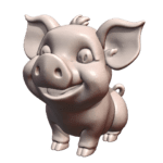 Adorable Piglet Figurine with Big Ears and Curly Tail