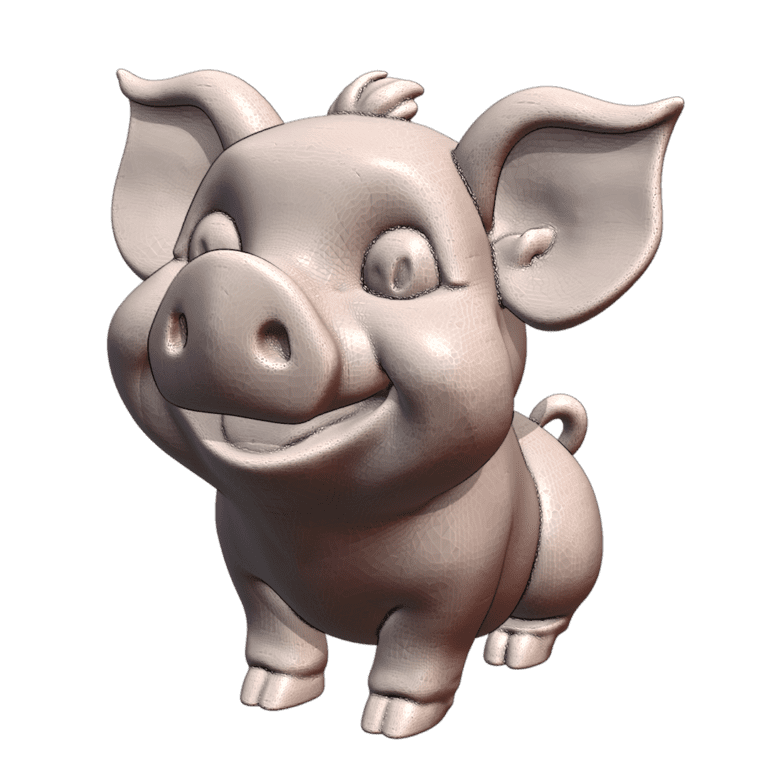 Adorable Piglet Figurine with Big Ears and Curly Tail