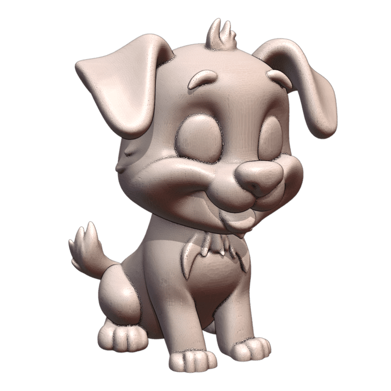 Adorable Sitting Puppy Figurine with Playful Expression MineeForm FDM 3D Print STL File