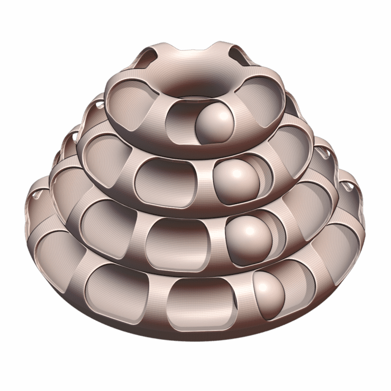 Cat Ring Toy with Rolling Ball Inside Tube Track MineeForm FDM 3D Print STL File MineeForm FDM 3D Print STL File