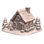 Cozy Gingerbread House with Snowy Trees for Christmas Decor MineeForm FDM 3D Print STL File