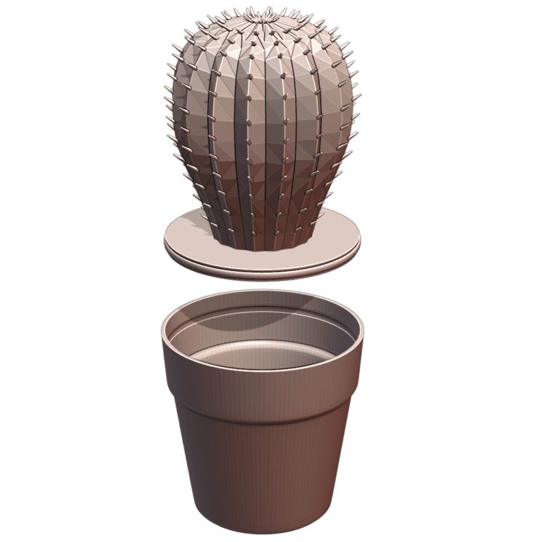 Cute Cactus Plant in Flower Pot Container with Secret Compartment MineeForm FDM 3D Print STL File MineeForm FDM 3D Print STL File