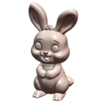 Cute Cartoon Bunny Figurine with Big Ears and Happy Face