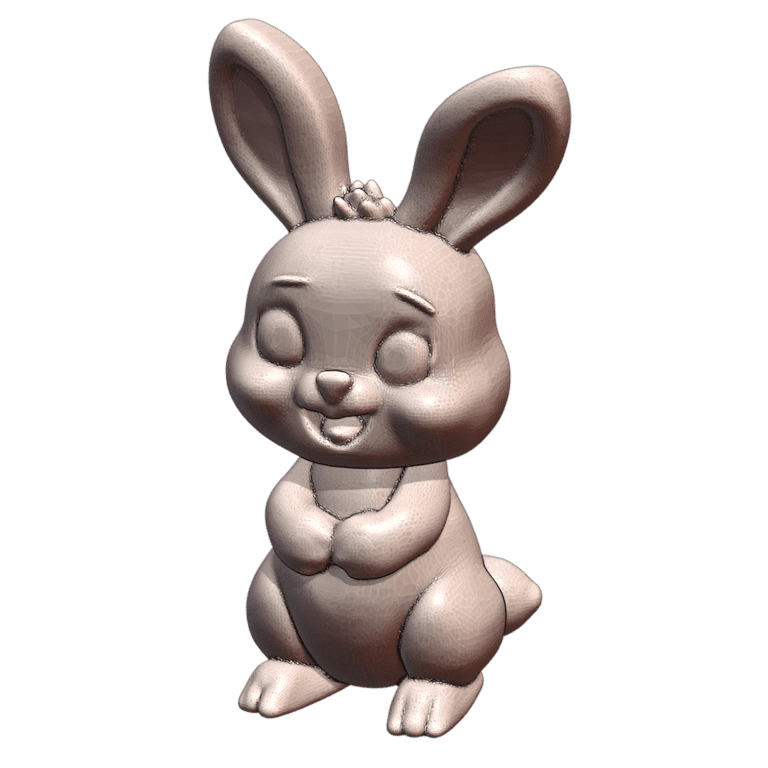 Cute Cartoon Bunny Figurine with Big Ears and Happy Face MineeForm FDM 3D Print STL File