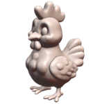 Cute Cartoon Chicken Figurine with Big Beak and Plump Body