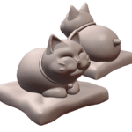 Cute Fat Smiling Cat Resting on Pillow Figurine Cute Things MineeForm FDM 3D Print STL File MineeForm FDM 3D Print STL File