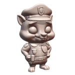 Cute Police Officer Racoon Figurine with Uniform and Badge MineeForm FDM 3D Print STL File