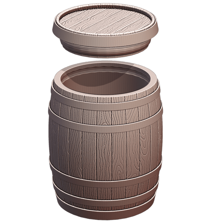 Medieval Barrel Shaped Container with Removable Lid MineeForm FDM 3D Print STL File MineeForm FDM 3D Print STL File