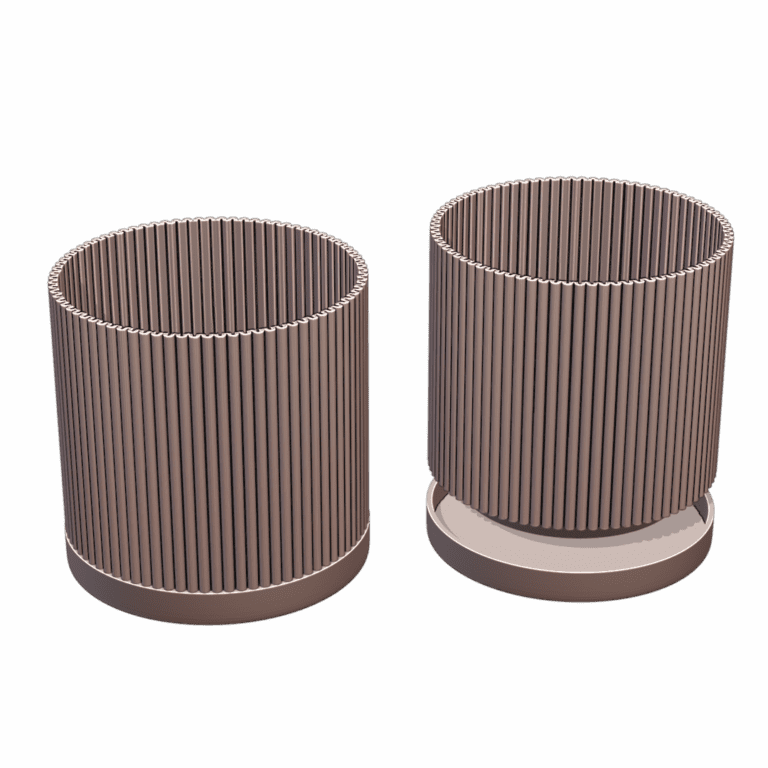 Mid-Century Modern Ribbed Fluted Planter for Indoor Plants MineeForm FDM 3D Print STL File MineeForm FDM 3D Print STL File