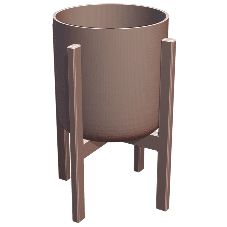 Minimalist Cylindrical Planter with Stand for Indoor Plants MineeForm FDM 3D Print STL File