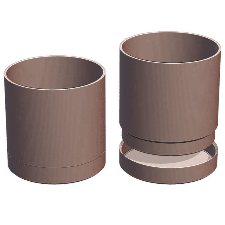 Minimalist Cylindrical Self Watering Planter Simple Round Design MineeForm FDM 3D Print STL File