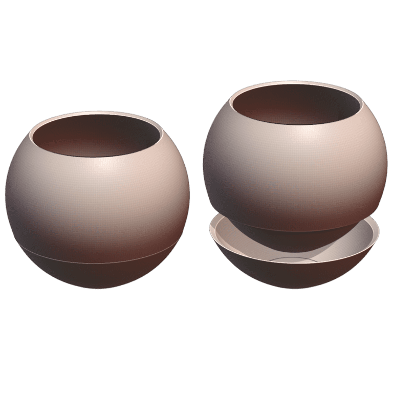 Minimalist Spherical Self Watering Planter Simple Ball Design MineeForm FDM 3D Print STL File MineeForm FDM 3D Print STL File