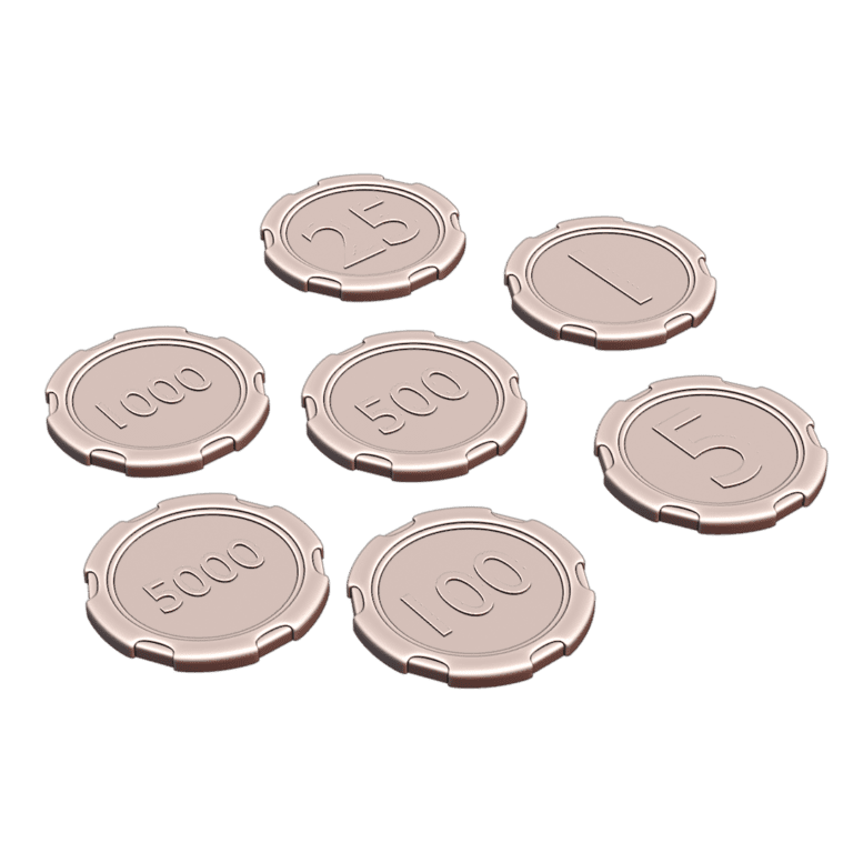 Poker Chip Set with Denominations from 1 to 5000 for Casino Gaming MineeForm FDM 3D Print STL File