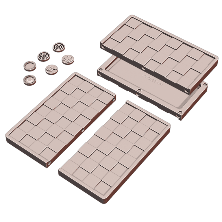 Portable Checker Set with Magnetic Board and Themed Game Pieces (8mm x 2mm Magnets) MineeForm FDM 3D Print STL File