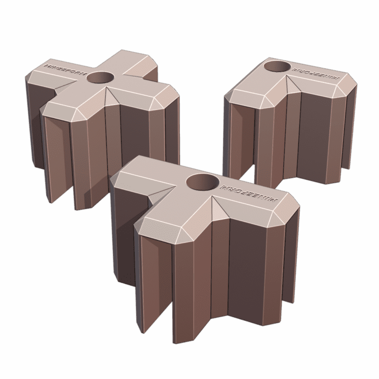 Raised Bed Corner Fittings for 4 Inch Boards with Optional Metal Rod Stake Holes MineeForm FDM 3D Print STL File