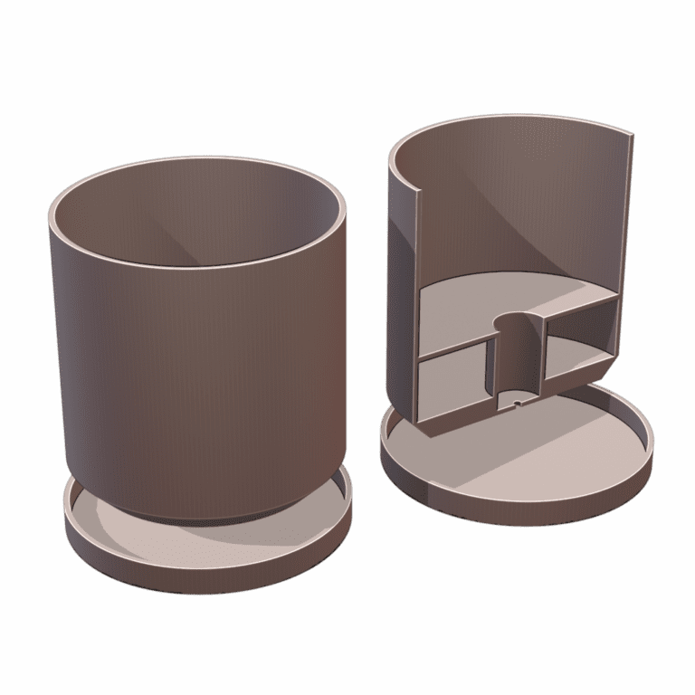 Simple Cylinder Self-Watering Planter with Hidden Compartment for Valuables (Requires Pausing During Print) MineeForm FDM 3D Print STL File MineeForm FDM 3D Print STL File