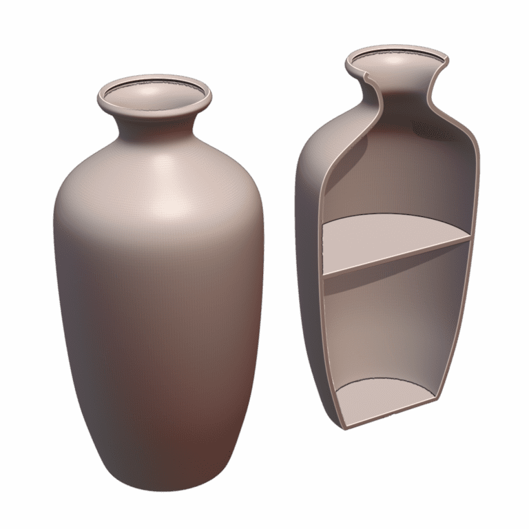 Simple Flower Vase with Hidden Compartment for Valuables (Requires Pausing During Print) MineeForm FDM 3D Print STL File