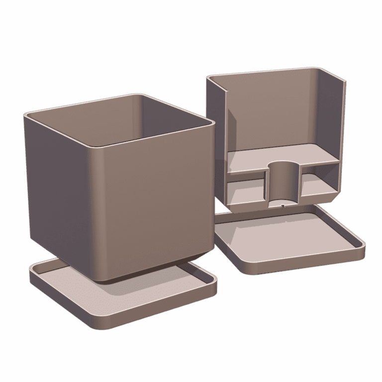 Simple Square Self-Watering Planter with Hidden Compartment for Valuables (Requires Pausing During Print) MineeForm FDM 3D Print STL File