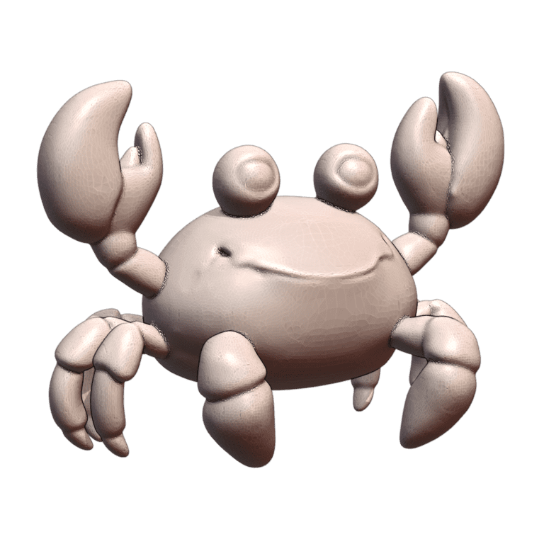 Smiling Cartoon Crab Figurine with Raised Claws