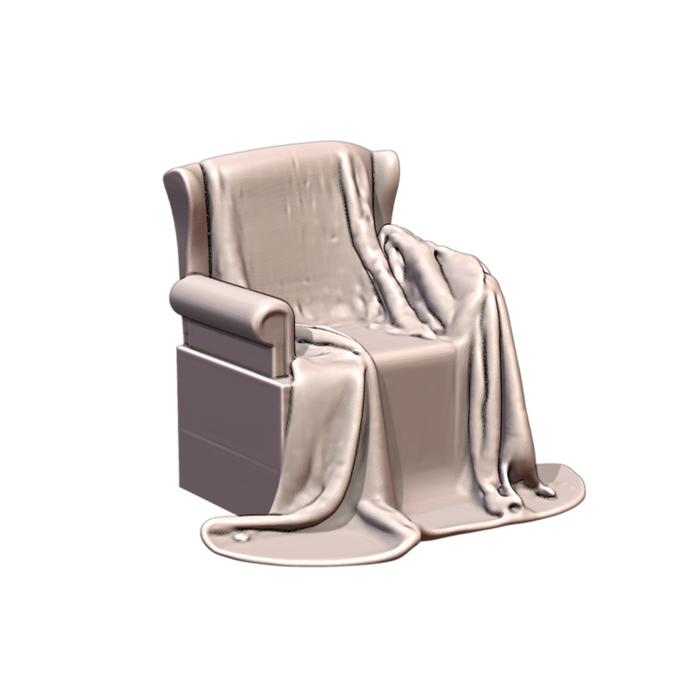 24th Scale Model Cozy Armchair with Draped Blanket