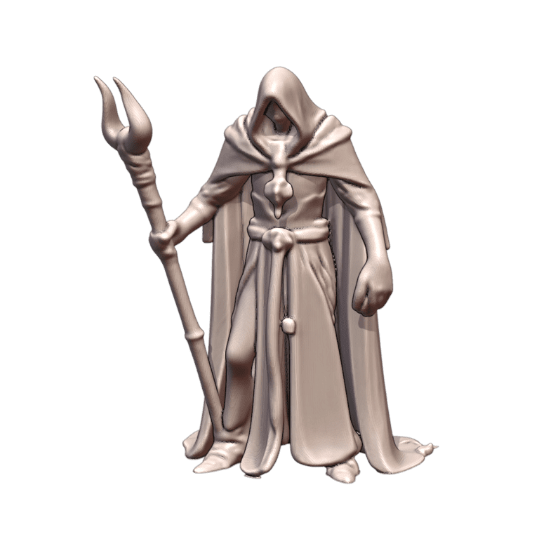 28mm DND Dark Mysterious Mage with Staff Fantasy Miniature MineeForm FDM 3D Print STL File