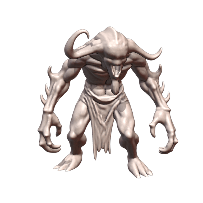 28mm DND Demon-like Creature with Spikey Clawed Hands MineeForm FDM 3D Print STL File