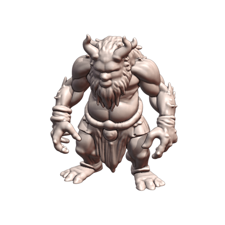 28mm DND Fantasy Mini Ferocious Minotaur Beast with Horns MineeForm FDM 3D Print STL File