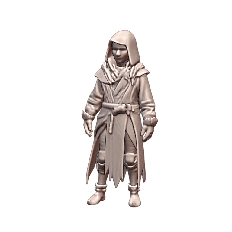 28mm DND Fantasy Miniature Young Rogue Child with Hood MineeForm FDM 3D Print STL File