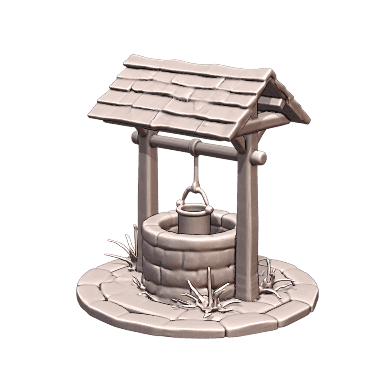 28mm DND Fantasy Terrain Townsquare Medieval Well with Bucket MineeForm FDM 3D Print STL File