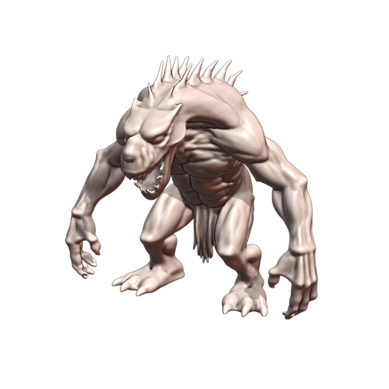 28mm DND Fierce Mutant Beast with Spiked Back Fantasy Miniature MineeForm FDM 3D Print STL File