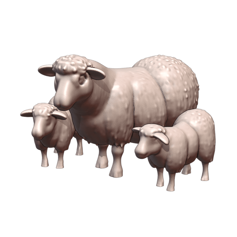 28mm DND Flock of Furry Woolly Sheep Fantasy Miniature MineeForm FDM 3D Print STL File