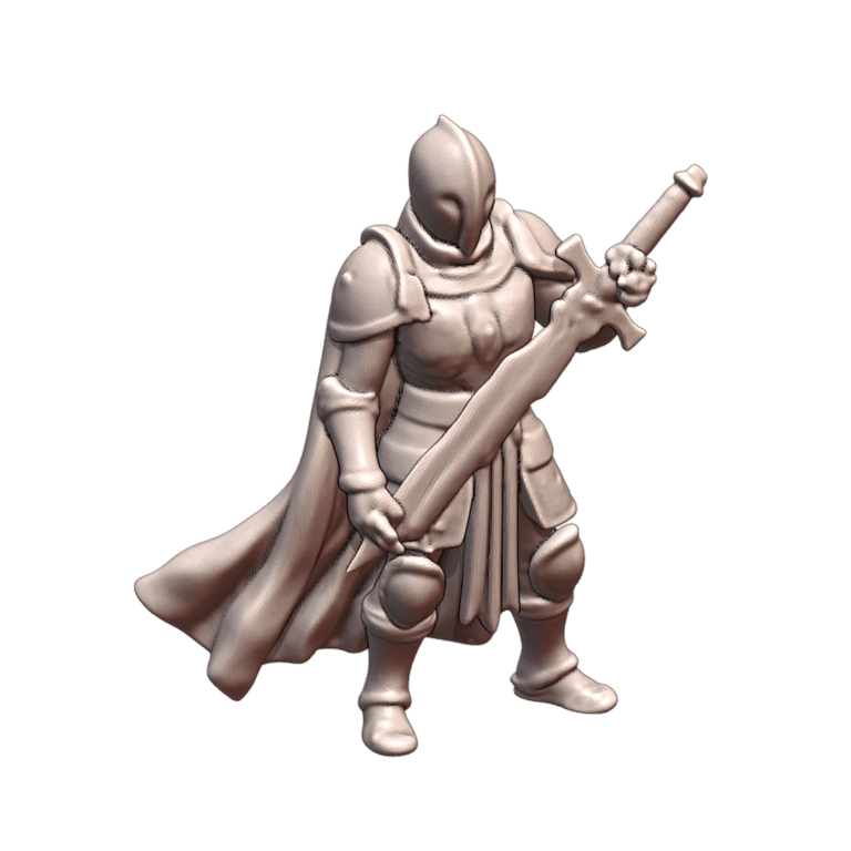 28mm DND Gallant Warrior with Raised Sword Fantasy Mini MineeForm FDM 3D Print STL File