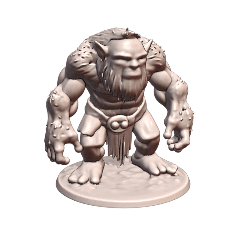 28mm DND Hairy Mountain Troll Fantasy Miniature MineeForm FDM 3D Print STL File