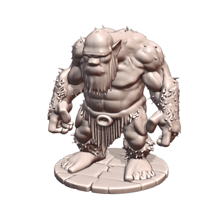 28mm DND Hairy Ogre Troll Fantasy Miniature MineeForm FDM 3D Print STL File