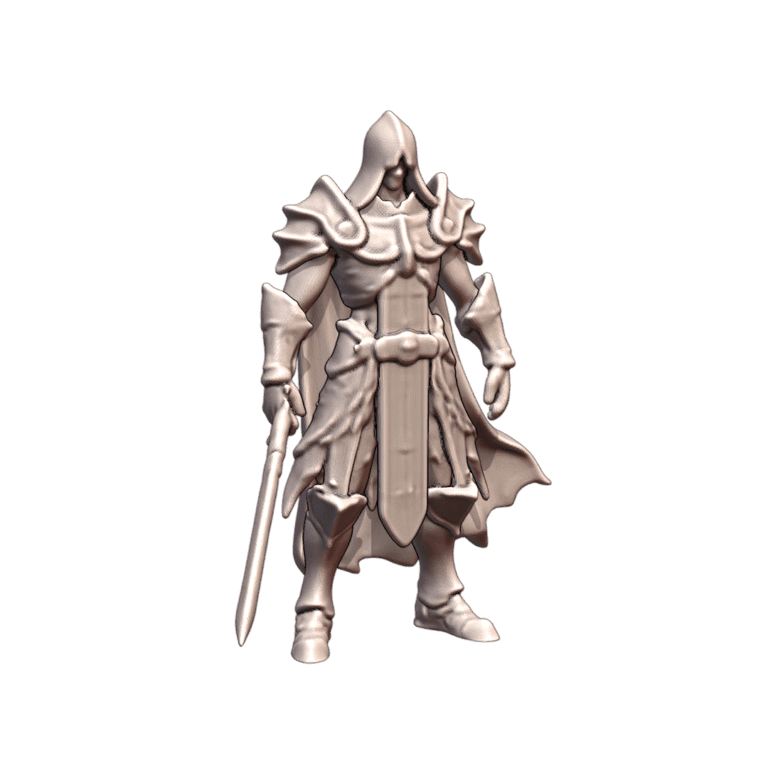 28mm DND Heroic Elite Knight with Sword and Cloak Fantasy Mini MineeForm FDM 3D Print STL File