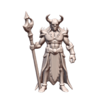 28mm DND Horned Battle Mage with Magical Staff Fantasy Miniature MineeForm FDM 3D Print STL File