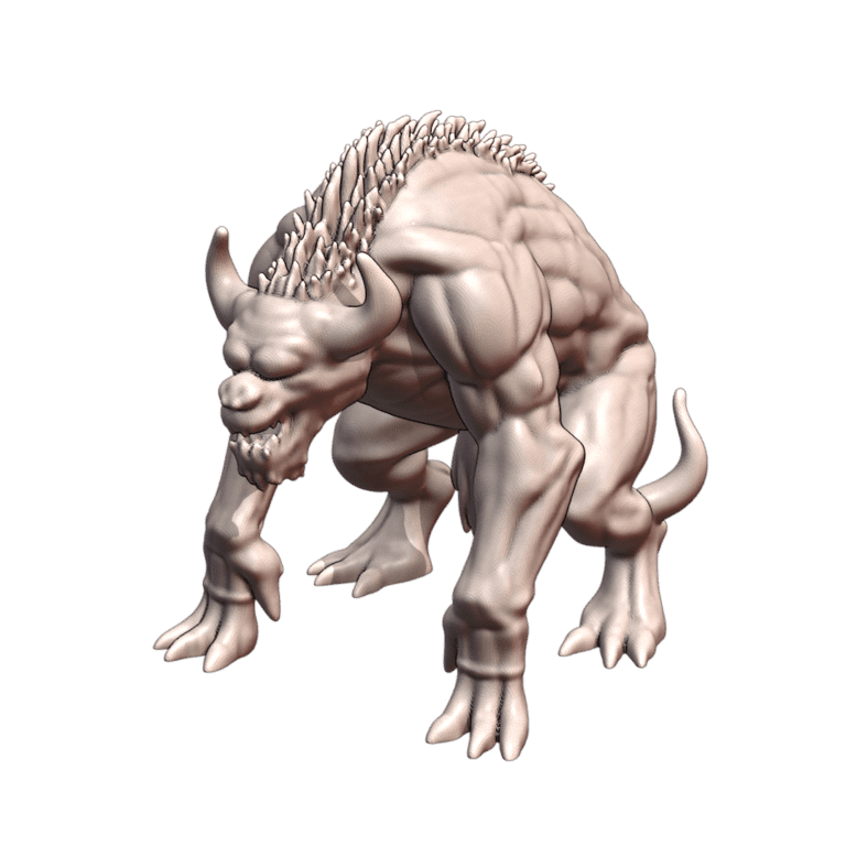 28mm DND Powerful Brutal Beastly Ferocious Creature with Horns MineeForm FDM 3D Print STL File