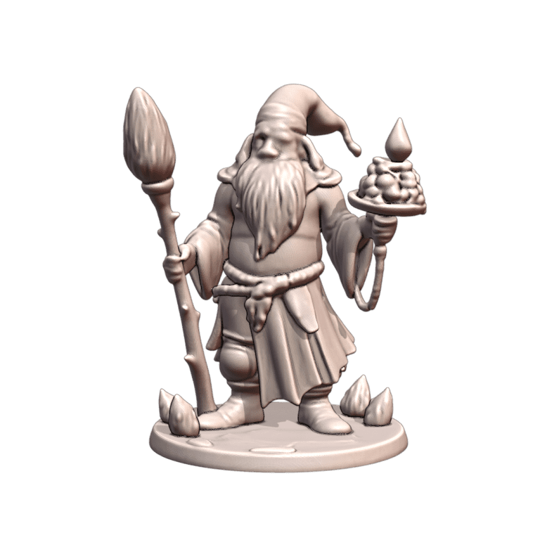 28mm DND Wise Old Wizard with Staff Fantasy Miniature MineeForm FDM 3D Print STL File