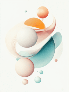 Floating Harmony of Pastel Spheres and Soft Waves in a Minimalist Dreamscape 3D Art Abstract 18 x 24 Inch MineeForm Wall Art Poster