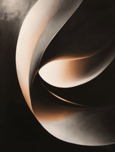 Graceful Curves and Layers of Soft Light and Shadow in Abstract Fluidity Against Dark Background 3D Art Abstract 18 x 24 Inch MineeForm Wall Art Poster