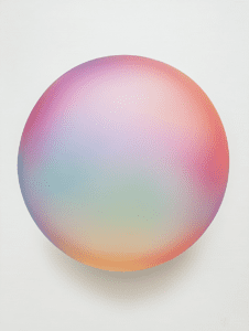 Sphere of Ethereal Radiance with Soft Gradient Hues on a Smooth White Background 3D Art Abstract 18 x 24 Inch MineeForm Wall Art Poster