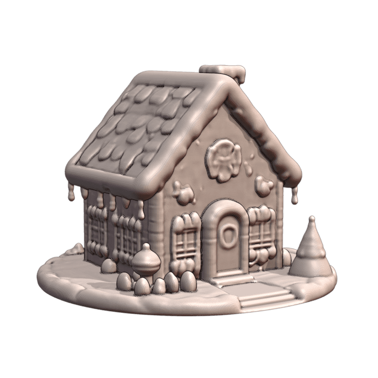 Christmas Decor Gingerbread House with Icy Roof and Windows