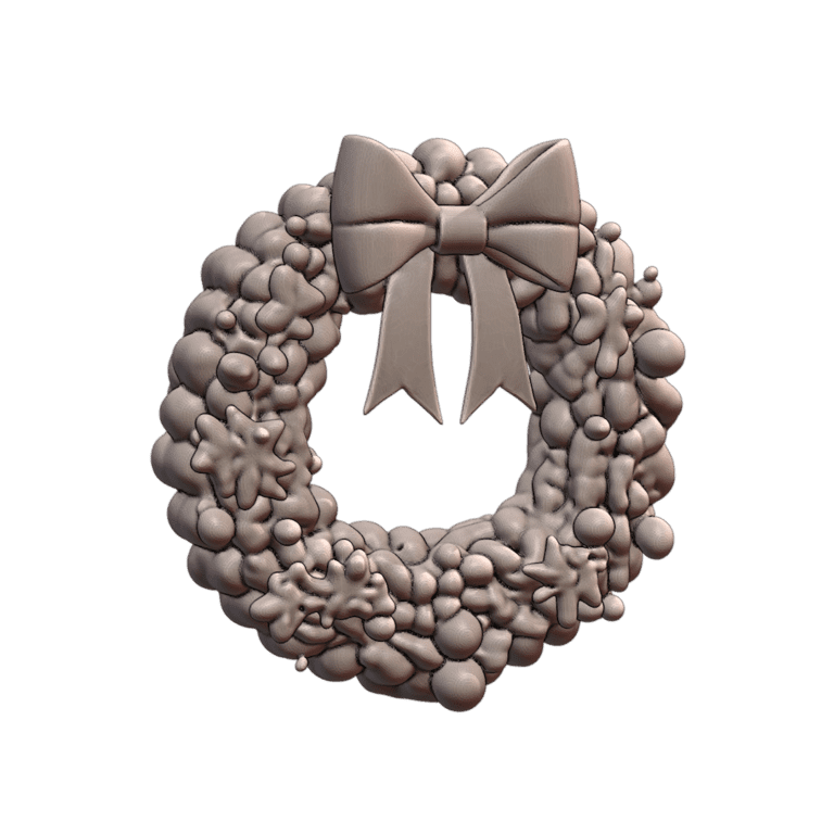 Christmas Decoration Festive Wreath with Elegant Bow MineeForm FDM 3D Print STL File