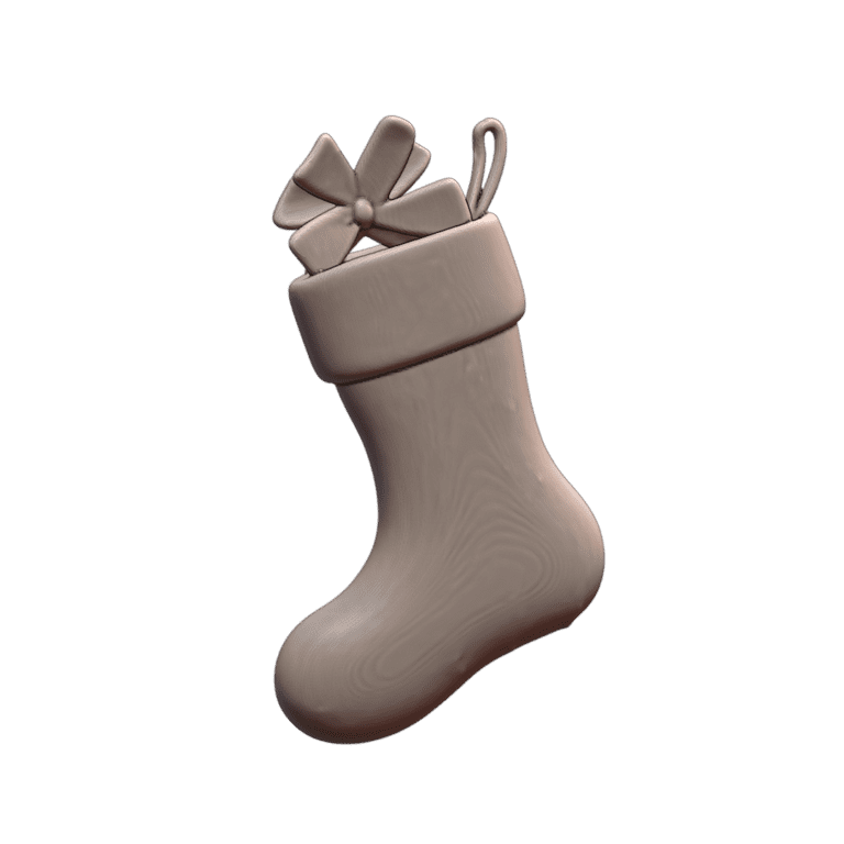 Christmas Stocking with Bow and Gift for Holiday Decor MineeForm FDM 3D Print STL File