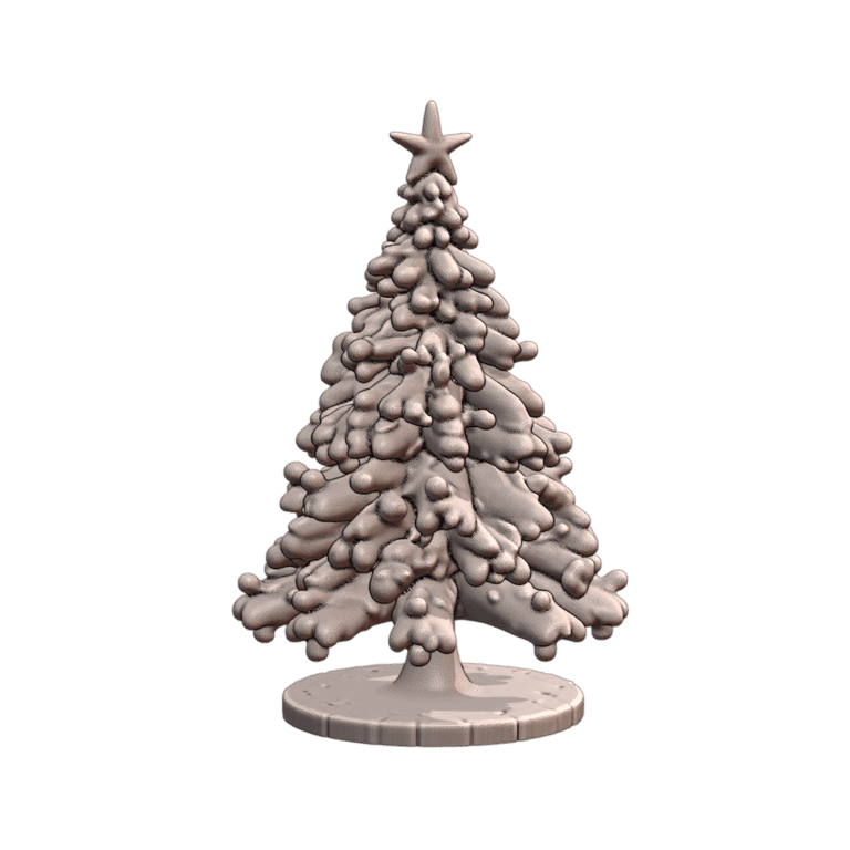 Classic Christmas Tree with Snowy Branches and Star Ornament MineeForm FDM 3D Print STL File